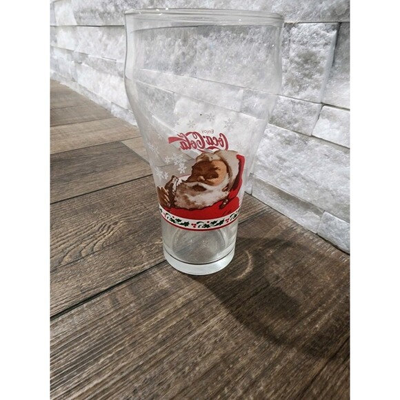 Vintage Coca- Cola Christmas Happy Holidays Santa Claus glass - Picture 2 of 5